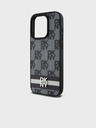 DKNY PU Leather Checkered Pattern and Stripe Zadní Kryt pro iPhone 12/12 Pro Black DKNY
