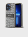 DKNY PU Leather Repeat Pattern Tonal Stripe Zadní Kryt pro iPhone 14 Pro Max Beige DKNY