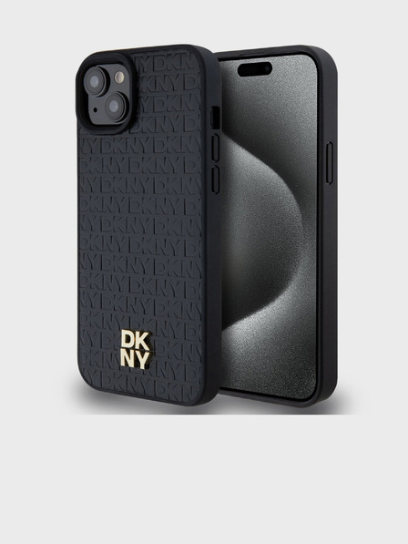 DKNY PU Leather Repeat Pattern Stack Logo Magsafe Zadní Kryt pro iPhone 13 Black DKNY