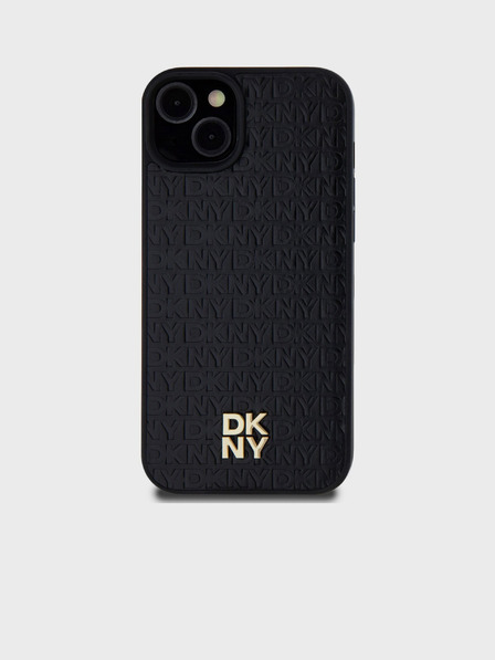 DKNY PU Leather Repeat Pattern Stack Logo Magsafe Zadní Kryt pro iPhone 13 Black DKNY