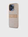 DKNY PU Leather Repeat Pattern Tonal Stripe Zadní Kryt pro iPhone 14 Pro Max Pink DKNY