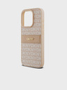 DKNY PU Leather Repeat Pattern Tonal Stripe Zadní Kryt pro iPhone 14 Pro Max Pink DKNY