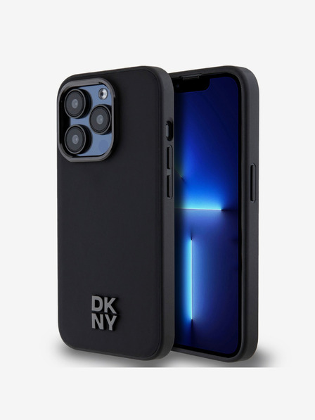 DKNY PU Leather Stack Logo Magsafe Zadní Kryt pro iPhone 14 Pro Max Black DKNY