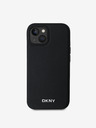 DKNY PU Leather Silver Metal Logo Magsafe Zadní Kryt pro iPhone 13 Black DKNY