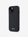 DKNY PU Leather Silver Metal Logo Magsafe Zadní Kryt pro iPhone 13 Black DKNY