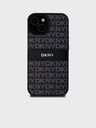 DKNY PU Leather Repeat Pattern Tonal Stripe Zadní Kryt pro iPhone 15 Black DKNY