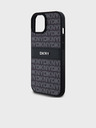 DKNY PU Leather Repeat Pattern Tonal Stripe Zadní Kryt pro iPhone 15 Black DKNY