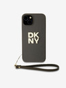 DKNY PU Leather Stack Logo Wrist Strap Zadní Kryt pro iPhone 14 Brown DKNY