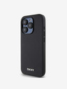 DKNY PU Leather Silver Metal Logo Magsafe Zadní Kryt pro iPhone 15 Pro Max Black DKNY