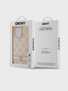 DKNY PU Leather Checkered Pattern and Stripe Zadní Kryt pro iPhone 13 Pro Pink DKNY