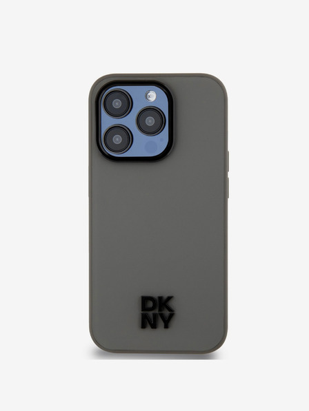 DKNY PU Leather Stack Logo Magsafe Zadní Kryt pro iPhone 15 Pro Max Grey DKNY