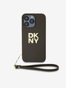 DKNY PU Leather Stack Logo Wrist Strap Zadní Kryt pro iPhone 15 Pro Brown DKNY