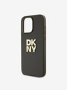 DKNY PU Leather Stack Logo Wrist Strap Zadní Kryt pro iPhone 15 Pro Brown DKNY