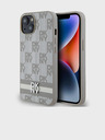 DKNY PU Leather Checkered Pattern and Stripe Zadní Kryt pro iPhone 15 Beige DKNY