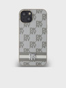 DKNY PU Leather Checkered Pattern and Stripe Zadní Kryt pro iPhone 15 Beige DKNY