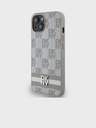 DKNY PU Leather Checkered Pattern and Stripe Zadní Kryt pro iPhone 15 Beige DKNY