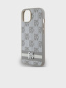 DKNY PU Leather Checkered Pattern and Stripe Zadní Kryt pro iPhone 15 Beige DKNY