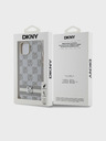 DKNY PU Leather Checkered Pattern and Stripe Zadní Kryt pro iPhone 15 Beige DKNY