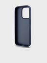 DKNY PU Leather Repeat Pattern Tonal Stripe Zadní Kryt pro iPhone 14 Pro Blue DKNY