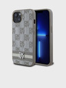 DKNY PU Leather Checkered Pattern and Stripe Zadní Kryt pro iPhone 13 Beige DKNY