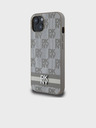 DKNY PU Leather Checkered Pattern and Stripe Zadní Kryt pro iPhone 13 Beige DKNY