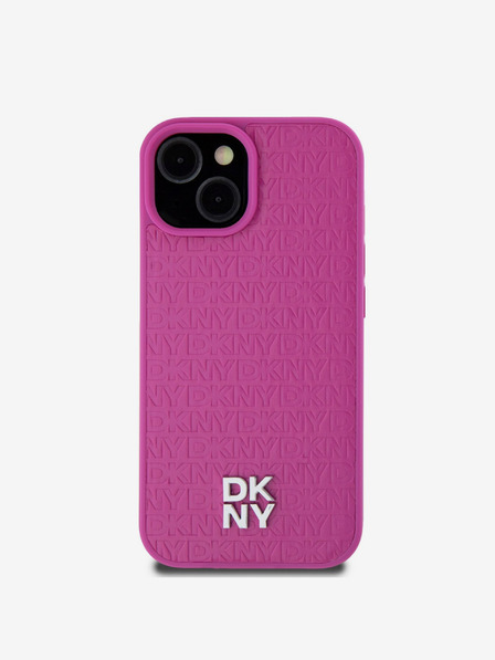 DKNY PU Leather Repeat Pattern Stack Logo Magsafe Zadní Kryt pro iPhone 15 Pink DKNY