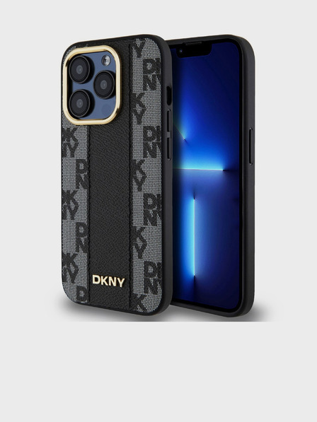 DKNY PU Leather Checkered Pattern Magsafe Zadní Kryt pro iPhone 15 Pro Black DKNY