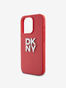 DKNY PU Leather Stack Logo Wrist Strap Zadní Kryt pro iPhone 15 Pro Max Red DKNY