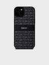 DKNY PU Leather Repeat Pattern Tonal Stripe Zadní Kryt pro iPhone 15 Plus Black DKNY