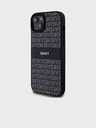 DKNY PU Leather Repeat Pattern Tonal Stripe Zadní Kryt pro iPhone 15 Plus Black DKNY