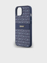 DKNY PU Leather Repeat Pattern Tonal Stripe Zadní Kryt pro iPhone 14 Blue DKNY