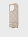 DKNY PU Leather Checkered Pattern and Stripe Zadní Kryt pro iPhone 14 Pro Pink DKNY
