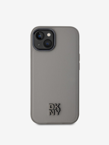DKNY PU Leather Stack Logo Magsafe Zadní Kryt pro iPhone 15 Grey DKNY