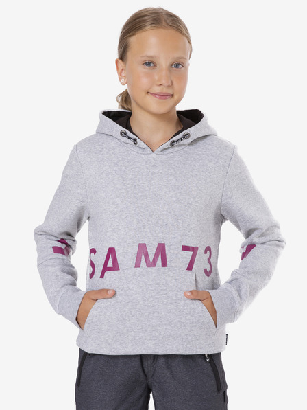 Sam 73 Světle šedá holčičí mikina s potiskem a s kapucí SAM 73 Donna