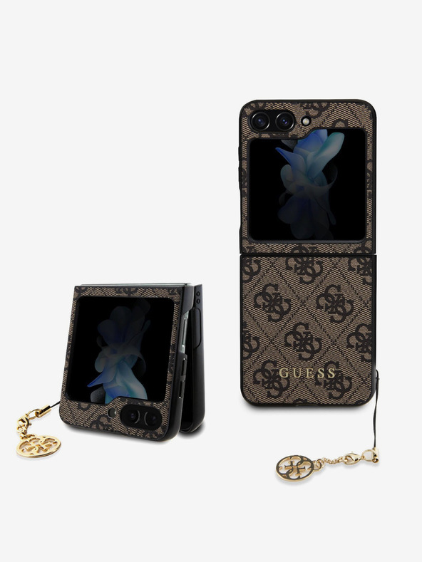 Guess Guess 4G Charm Zadní Kryt pro Samsung Galaxy Z Flip 5 Brown