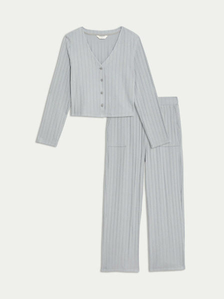 Marks & Spencer Domácí žebrovaná souprava z česaného materiálu Marks & Spencer šedá