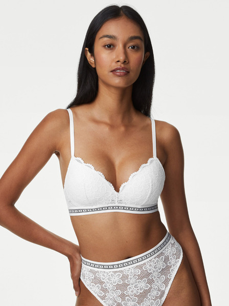 Marks & Spencer Bílá dámská push-up podprsenka s krajkou Marks & Spencer Cleo