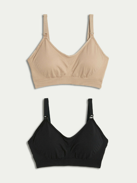 Marks & Spencer Sada dvou dámských kojících podprsenek v béžové a černé barvě Marks & Spencer Santoni