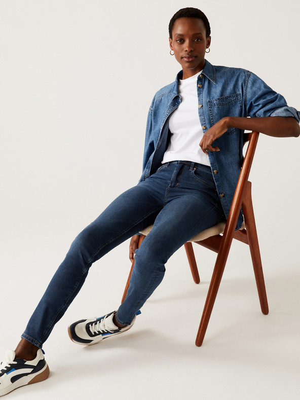 Marks & Spencer Tmavě modré dámské slim fit džíny Marks & Spencer