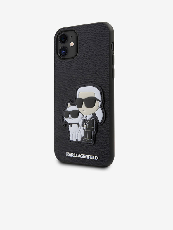 Karl Lagerfeld PU Saffiano Karl and Choupette NFT Zadní Kryt pro iPhone 11 Black Karl Lagerfeld