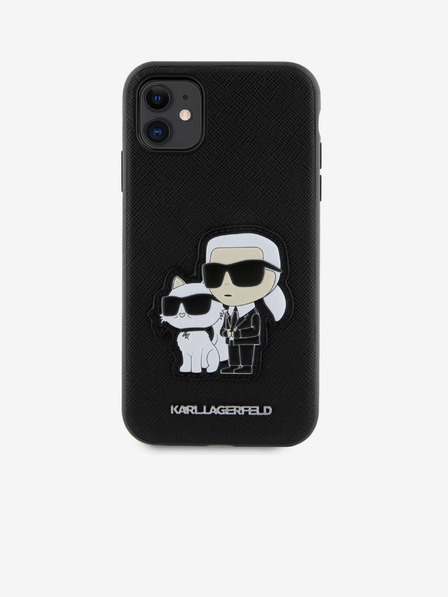Karl Lagerfeld PU Saffiano Karl and Choupette NFT Zadní Kryt pro iPhone 11 Black Karl Lagerfeld