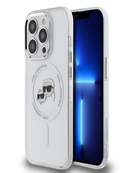 Karl Lagerfeld Karl Lagerfeld IML K&CH Heads Metal Frame MagSafe Zadní Kryt pro iPhone 13 Pro Transparent