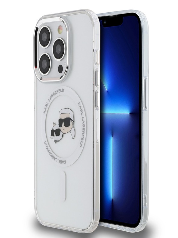 Karl Lagerfeld Karl Lagerfeld IML K&CH Heads Metal Frame MagSafe Zadní Kryt pro iPhone 13 Pro Transparent