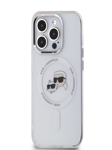 Karl Lagerfeld Karl Lagerfeld IML K&CH Heads Metal Frame MagSafe Zadní Kryt pro iPhone 13 Pro Transparent