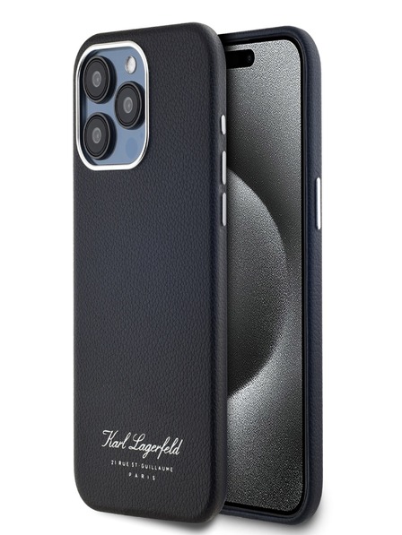 Karl Lagerfeld Grained PU Hotel RSG Zadní Kryt pro iPhone 15 Pro Max Black Karl Lagerfeld