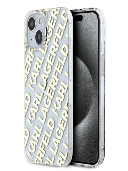 Karl Lagerfeld Karl Lagerfeld IML Electroplated Repeated Logo Zadní Kryt pro iPhone 15 Gold