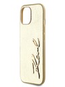 Karl Lagerfeld Wrinkled PU Signature Logo Zadní Kryt pro iPhone 15 Gold Karl Lagerfeld