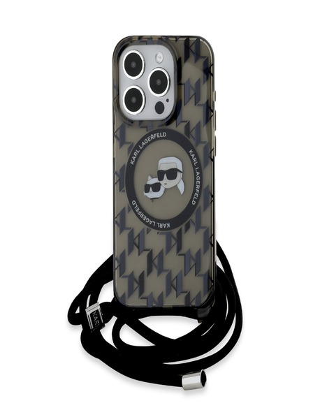 Karl Lagerfeld Karl Lagerfeld IML Monogram Crossbody K&CH Heads MagSafe Zadní Kryt pro iPhone 15 Pro Max Black