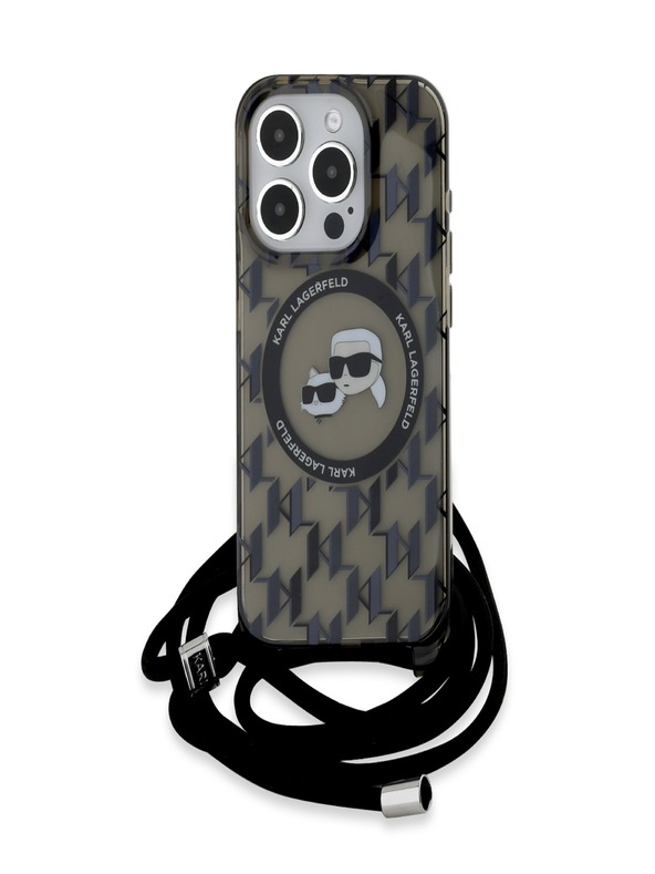 Karl Lagerfeld Karl Lagerfeld IML Monogram Crossbody K&CH Heads MagSafe Zadní Kryt pro iPhone 15 Pro Max Black