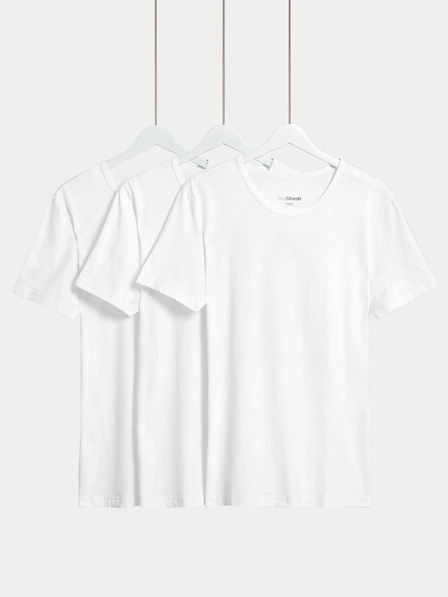 Marks & Spencer Sada tří pánských basic triček v bílé barvě s technologií Cool & Fresh™ Marks & Spencer